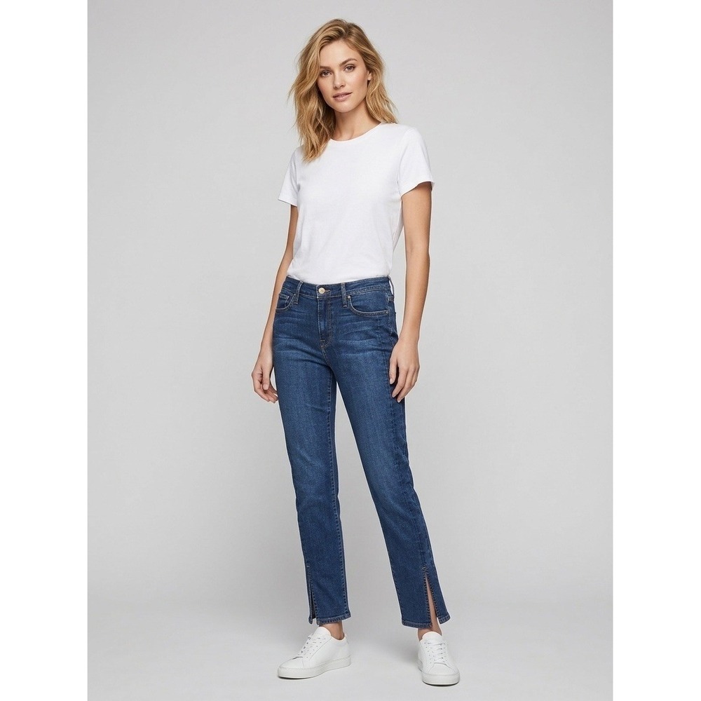 FRAME Le High Straight Side Slit Jeans Helms Blue Wash LHSTTS394 Size 28